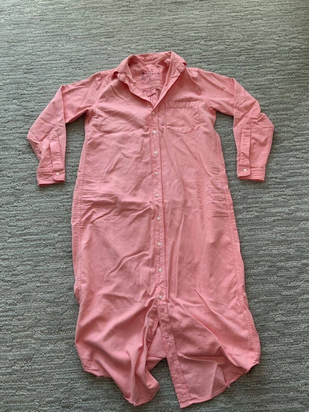 Frank & Eileen Rory Organic Cotton Maxi Shirt Dress Long Sleeve Pink Women's XS